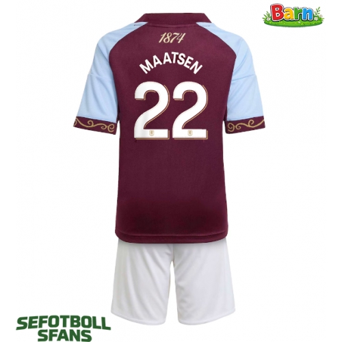 Aston Villa Ian Maatsen #22 Hemmaställ Barn 2025-26 Kortärmad (+ Korta byxor)